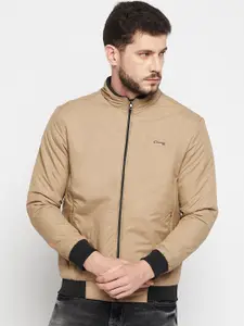 Camey Men Beige Lightweight Bomber Jacket