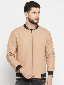 Camey Men Beige Lightweight Bomber Jacket