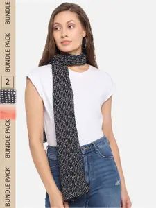 Trend Arrest Women Black & White Pack Of 2 Printed Scarves