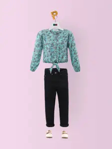 Peter England Blue Floral Print Shirt Style Top