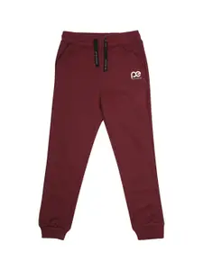 Peter England Boys Maroon Solid Joggers