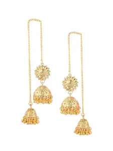 Efulgenz Gold-Toned Contemporary Jhumkas Earrings