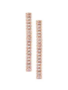 Efulgenz Rose Gold Contemporary Drop Earrings