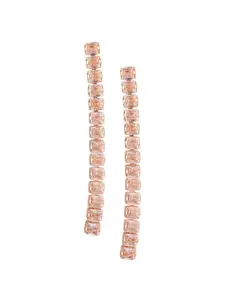 Efulgenz Rose Gold Plated Contemporary Drop Earrings