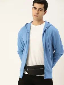 Kook N Keech Men Blue Solid Hooded Sweatshirt