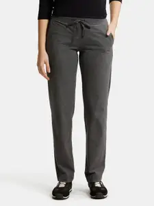 Jockey Women Charcoal Grey Solid Super Combed Cotton Lounge Pants