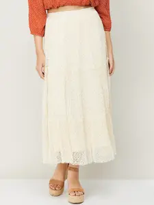 CODE by Lifestyle Women Off White Self Design Skirt