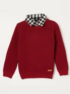 Juniors by Lifestyle Boys Maroon Ribbed Cotton Pullover Sweaters