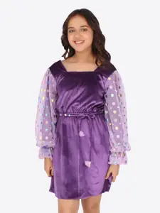 CUTECUMBER Girls Purple Velvet Dress