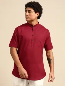 RAJUBHAI HARGOVINDAS Maroon Solid Cotton Kurta