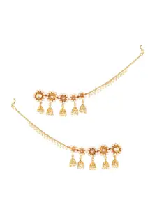Efulgenz Gold-Plated & White Contemporary Drop Earrings