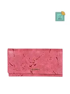 Sassora Women Pink Abstract Printed Leather Envelope