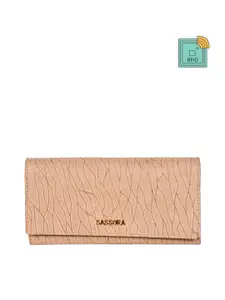 Sassora Women Brown Abstract Printed Leather Envelope