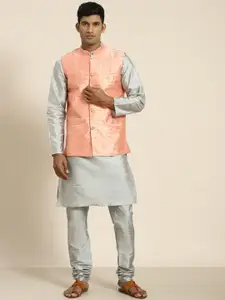 SOJANYA Men Woven Design Kurta with Churidar with Nehru Jacket