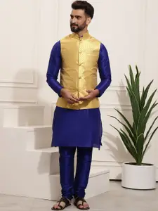 SOJANYA Men Woven Design Kurta with Churidar with Nehru Jacket