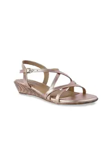 SOLES Rose Gold Printed Wedge Sandals
