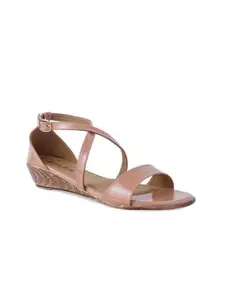 SOLES Pink Printed Wedge Sandals