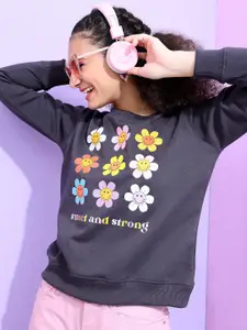 Tokyo Talkies Women Grey Printed Sweatshirt