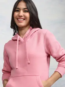 Tokyo Talkies Women Pink Hooded Sweatshirt