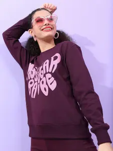 Tokyo Talkies Women Gorgeous Purple Typography Sweatshirt