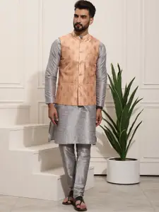 SOJANYA Men Woven Design Kurta with Churidar with Nehru Jacket