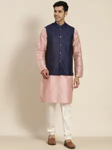 SOJANYA Men Woven Design Kurta with Churidar with Nehru Jacket