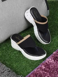 ZAPATOZ Girls Black & White Wedge Sandals