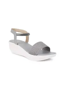 ZAPATOZ Girls Grey & White PU Wedge Heels