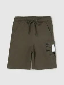 max Boys Green Pure Cotton Shorts