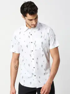 Thomas Scott Men Slim Fit Printed Pure Cotton Casual Shirt