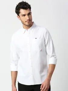 Thomas Scott Men White Pure Cotton Slim Fit Casual Shirt