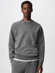 MANGO MAN Grey Solid Sustainable Sweatshirt