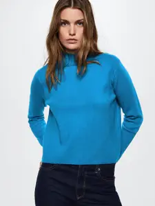 MANGO Women Blue High Neck Sustainable Pullover