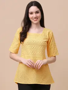 GUFRINA Yellow Styled Back Top