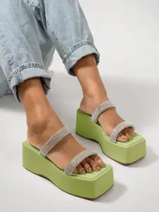 Shoetopia Green Wedge Heels