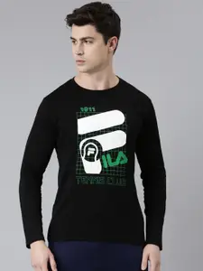 FILA Men Black Typography Printed Organic Cotton T-shirt