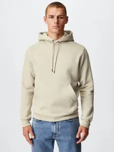 MANGO MAN Cream-Coloured Hooded Sustainable Sweatshirt
