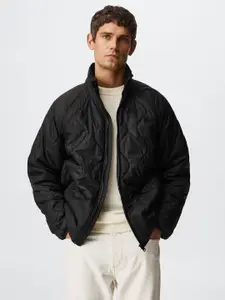 MANGO MAN Black Water Resistant Sustainable Padded Jacket