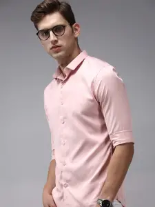 SHOWOFF Men Peach-Coloured Comfort Cotton Casual Shirt