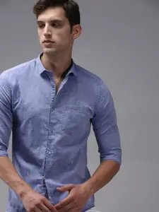 SHOWOFF Men Blue Comfort Cotton Casual Shirt