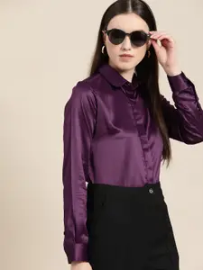Hancock Purple Regular Fit Formal Shirt