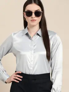 Hancock Women Grey Club Satin Formal Shirt
