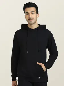 XYXX Men Black Cruze French Terry Cotton Antimicrobial Hooded Sweatshirt