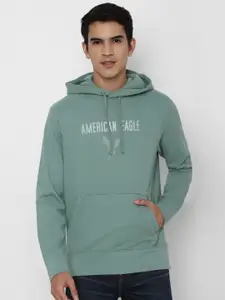 AMERICAN EAGLE OUTFITTERS Men Green Printed Hooded Sweatshirt