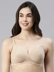 Enamor Beige Non-Wired Non Padded High Coverage Daily wear Cooling Tshirt Bra A042