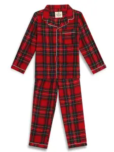 Biglilpeople Girls Red & Black Checked Night suit