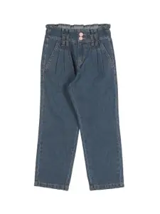 Lil Lollipop Girls Blue Relaxed Fit Cotton Jeans