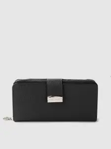 Lino Perros Women Black Two Fold Wallet