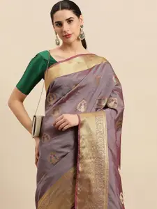 SANGAM PRINTS Ethnic Motifs Woven Design Pure Silk Saree