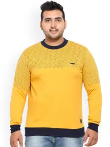 John Pride Plus Size Men Yellow Printed Sweatshirt